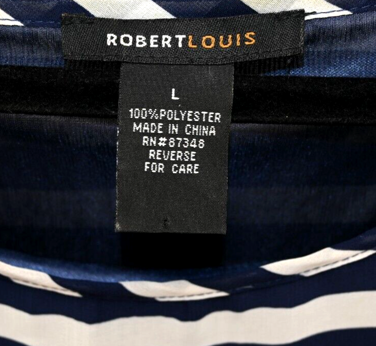 Robert Louis Sleeveless Hi-Low Dress Blue & White Size L 100