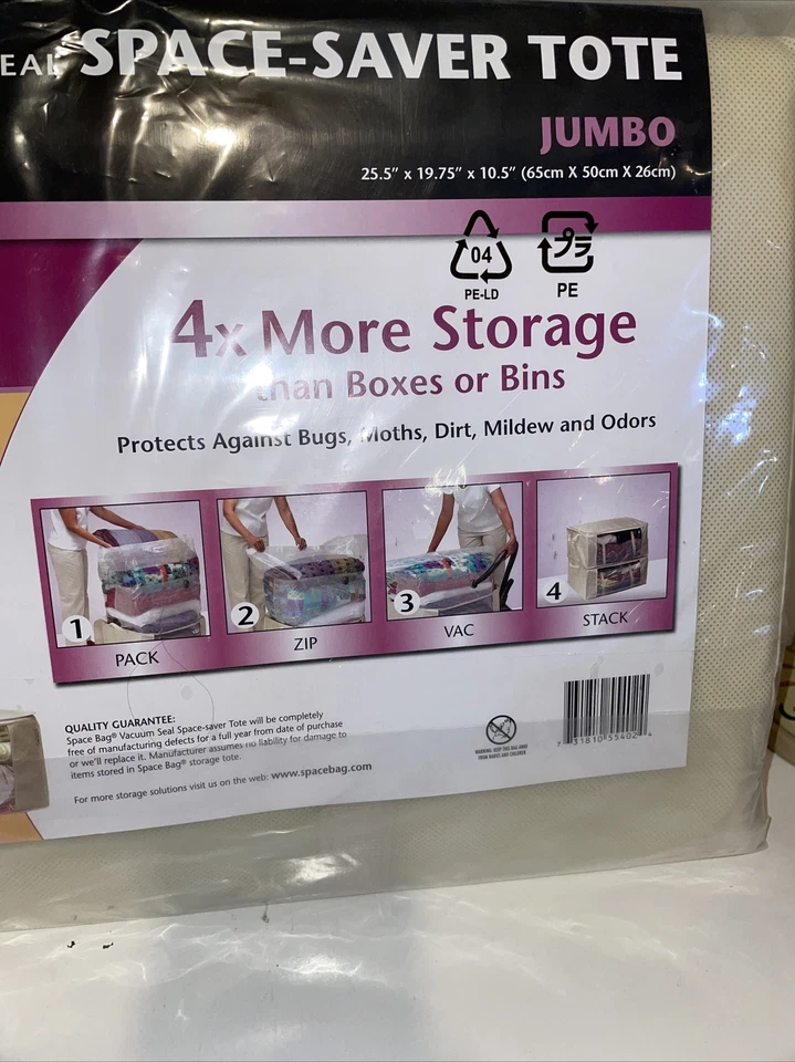 Bolso Original Ahorrador de Espacio Sello al Aspirador Jumbo Tamaño: 25.5" x 19.75" x 10.5” Nuevo Foto 3 de 4