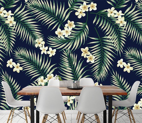 Papel pintado 3D White Flowers Leaf 1092 Mural Papel pintado Reino Unido Jenny - Imagen 2 de 6