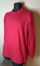 Vintage Kenneth Stevens Long Sleeve Red Polo Shirt Mens Size Large 100% Cotton