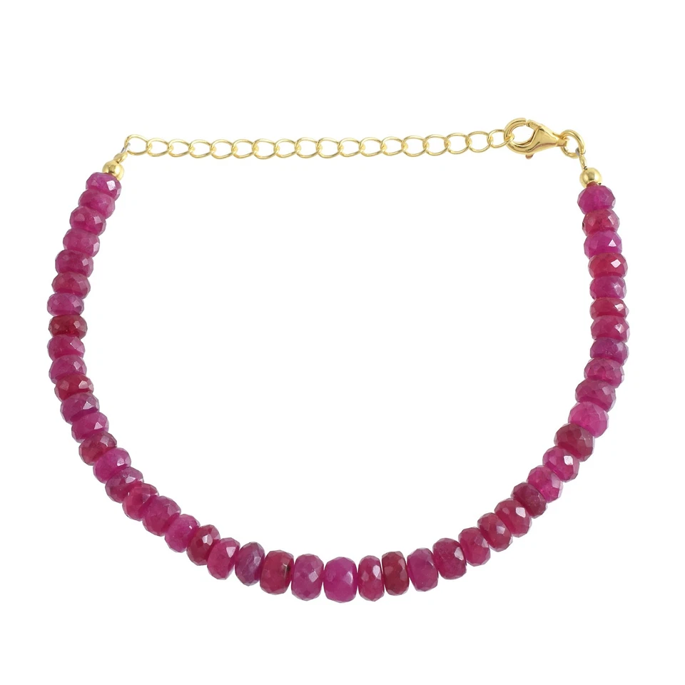 Top-Quality Ruby 5mm Beads Bracelet with Exquisite Handcrafted 925 Silver Chain - Image 4 of 4