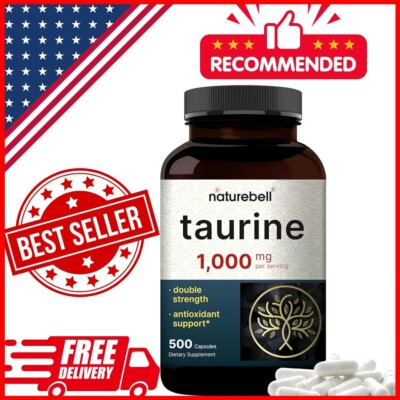 NatureBell Taurine 1,000mg Per Serving, 500 Capsules | Essential Amino Acids Sup