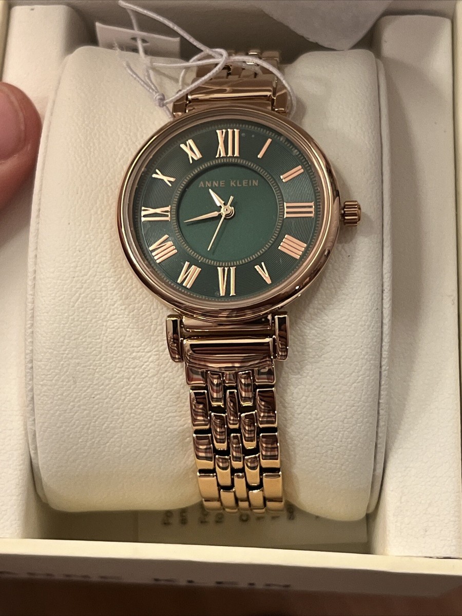 Anne Klein Golden Stainless Steel Bracelet Green Dial Women's