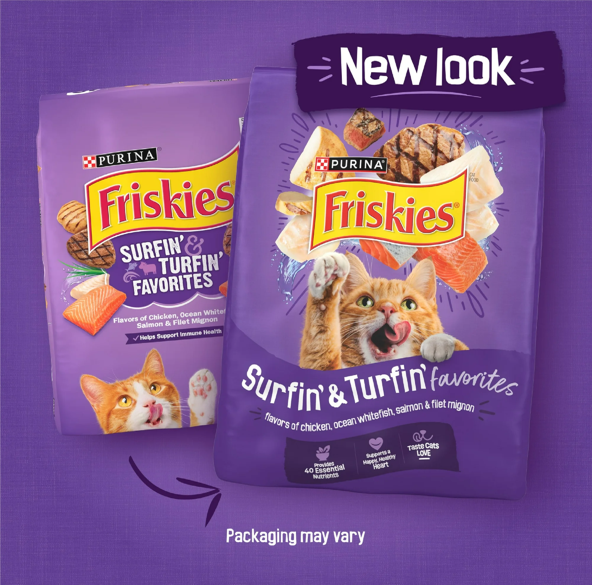 Friskies Dry Cat Food, Surfin' Turfin' Favorites, Bag