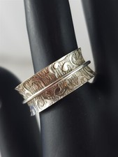 Vintage Sterling Silver Double Band Floral Ring Size 7.25 - 2.7 Grams