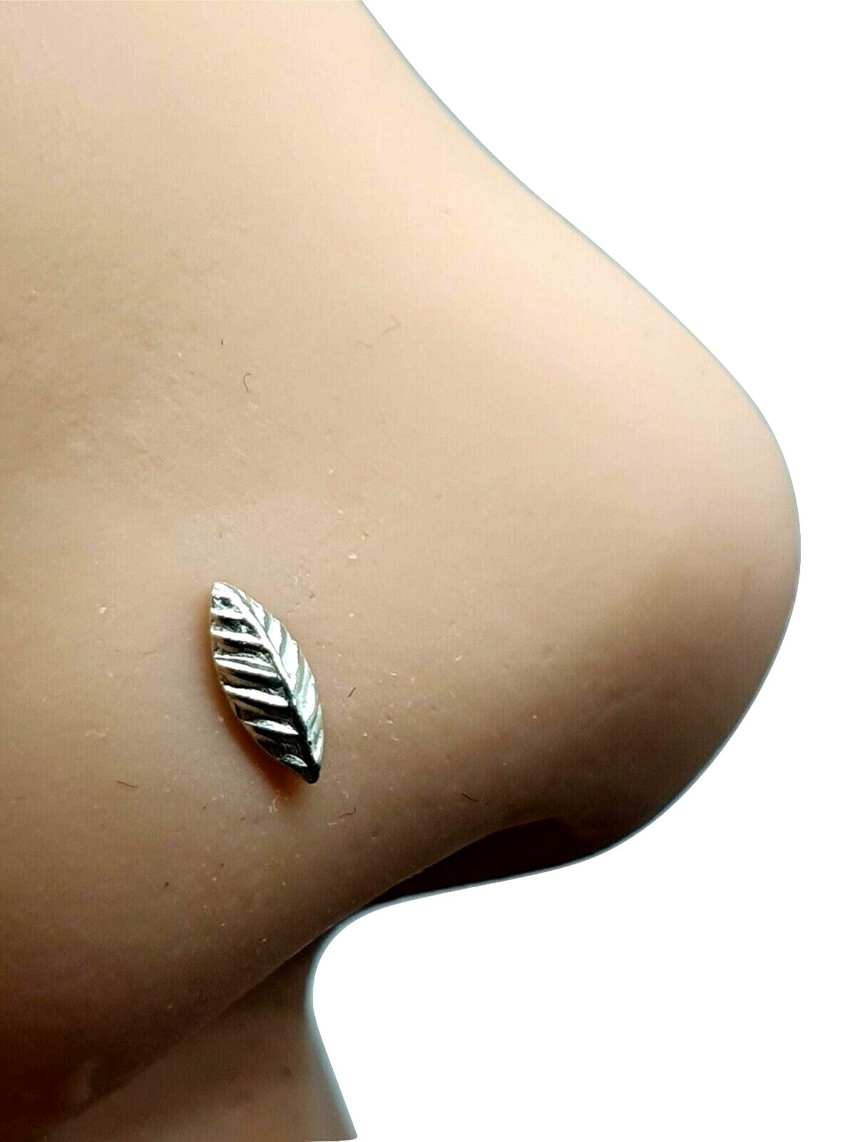 Feather Nose Stud Oval 925 Sterling Silver Ball End Post Stud Body Jewellery