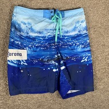 CORONA MENS SWIM SHORTS/SWIM TRUNKS - SIZE 36 - BLUE WATER OCEAN WAVES