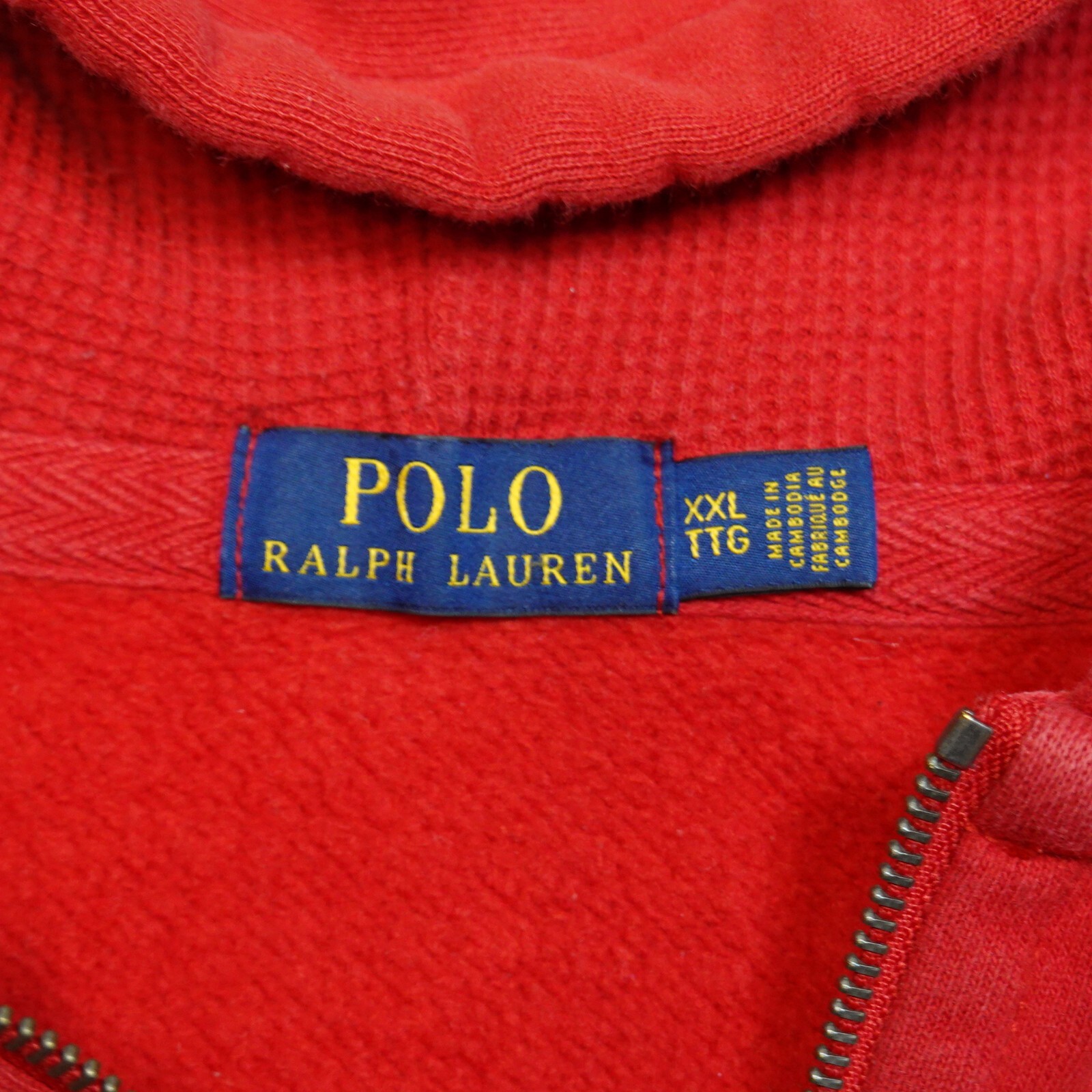 Felpa con cappuccio Polo Ralph Lauren vintage taglia 2XL rosso logo pony zip intera Y2K sport