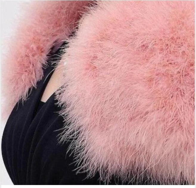 Real Ostrich Feather furry waistcoat bolero sleeveless wedding bridal 14 Color - Image 4 of 4
