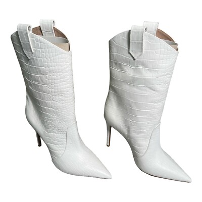 alexandre vauthier Boots Wayne White Croc Embossed Off White IT38 UK5 USA7 NEU