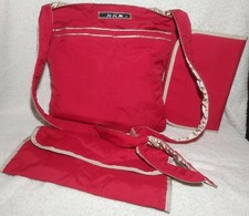 JuJuBe Diaper Bag Tote Smart Lightweight Red Gold Nylon Change Pad 12" Be Light
