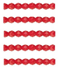50 Opaque Red Fire polished Round Faceted Glass Beads 6MM