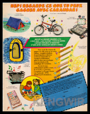 PUB ADVERTISING / AD CARAMBAR candies - Le concours Vintage 1980 