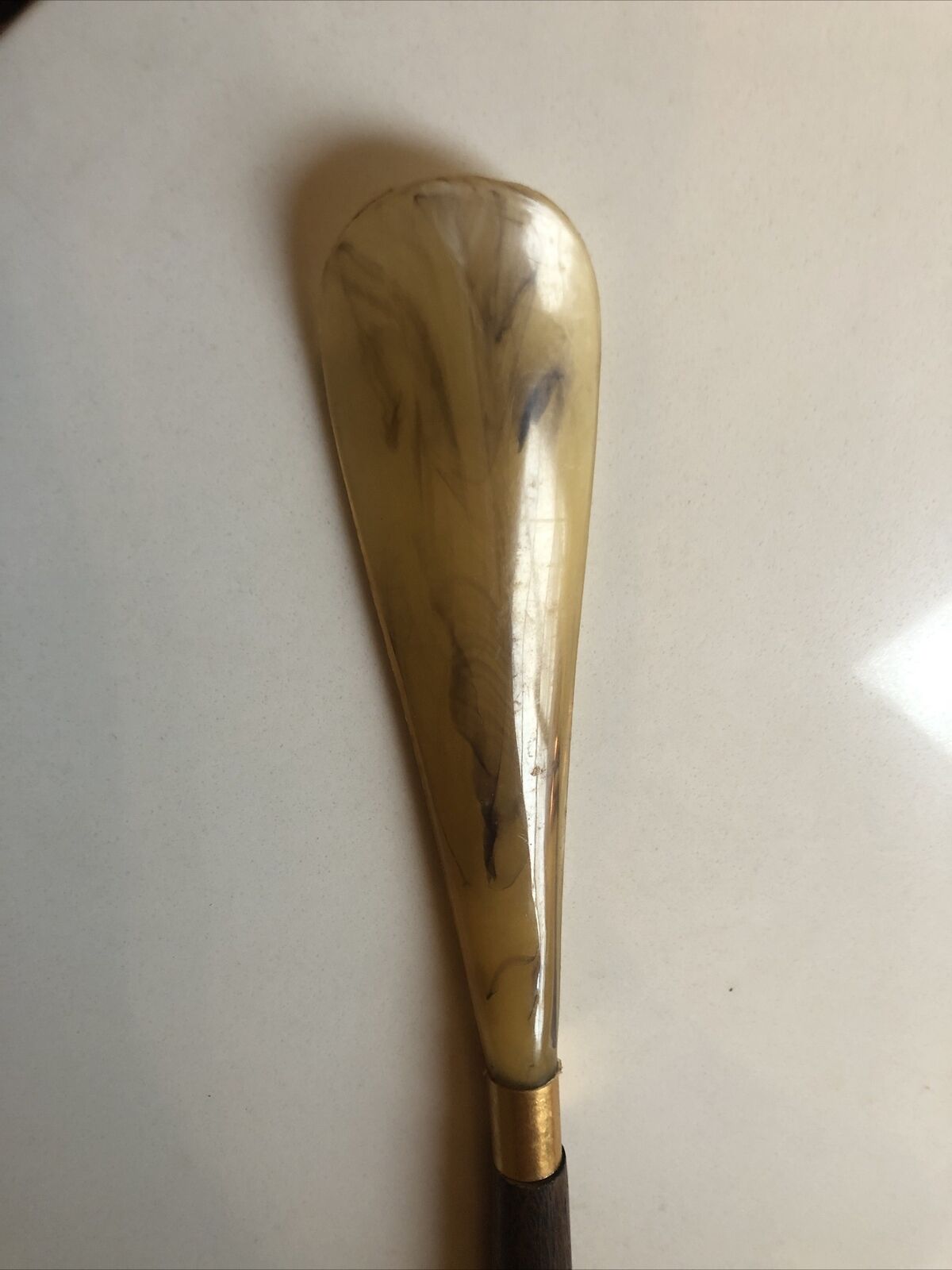 Vintage  Bakelite Long Shoe Horn 15” Swirl Tortoi… - image 4