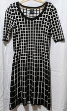 Gabby Skye Women's Black & White Sweater Dress Size L  RARE Fit and Flare
