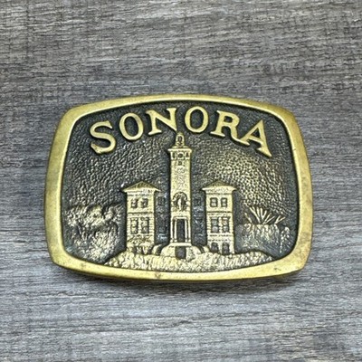 Vtg Sonora CA California Belt Buckle City Solid Brass D Stewart Ione 1852 USA