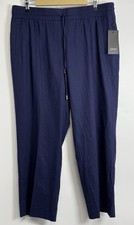Jones New York Petite Women  s Blue Pull On Linen Blend Pants Size PXL NWT