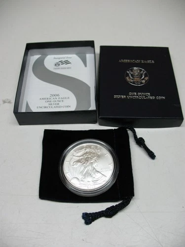 2006-W American Silver Eagle Burnished 1 oz .999 US Mint $1 Coin OGP & COA # 2