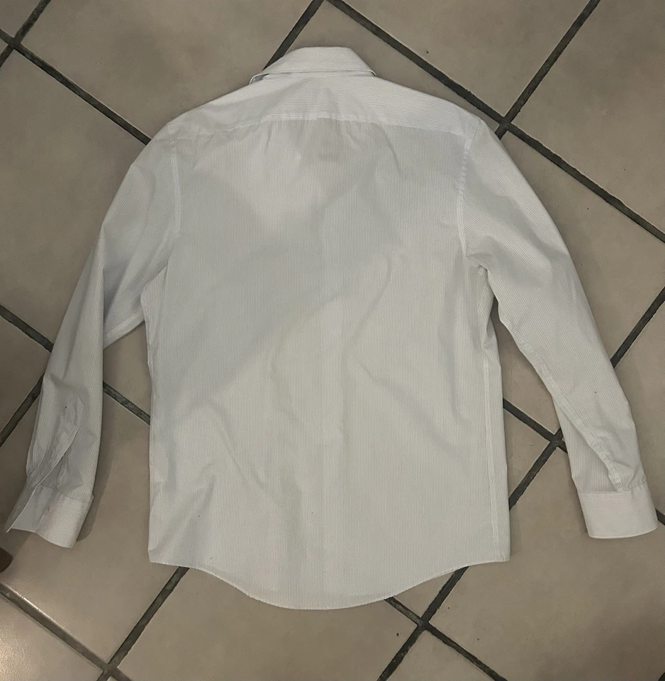 Zara Men's Button-Up Shirt White Stripe Design Long Sleeve Sz: L (fits like M) - Image 3 of 4