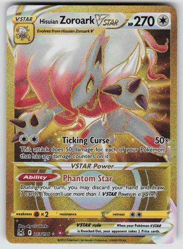 Hisuian Zoroark VSTAR Holo 213/196 Secret Rare Lost Origin Pokemon NM