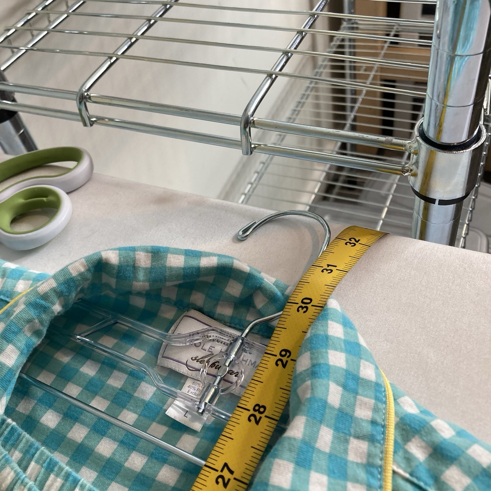 Carole Hochman Blue Gingham Two Piece Shorts Pajama Set Size L Loungewear Comfy