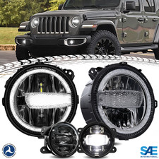 9 Led Drl Headlights 4 Fog Lights For Jeep Wrangler Jl Gladiator Jt 2018-2026 9 Led Drl Headlights 4 Fog Lights For Jeep Wrangler Jl Gladiator Jt 2018-2026