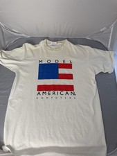 VTG 1990s Model American Computers white advertising Made in USA t shirt L