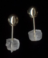 14K Fine Solid Yellow Gold 4mm Round Bead Ball Stud Earrings -fp