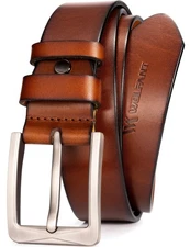 1.5" Full Grain Leather Belt for Men Italian Real Solid Leather Classic Stylish