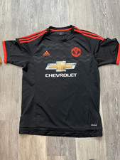 Vtg Adidas Manchester United 2015-16 EPL Black Third Jersey Memphis Dupay Size L