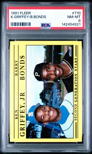 1991 Fleer #710 KEN GRIFFEY JR & BARRY BONDS 2nd Generation HOF PSA 8