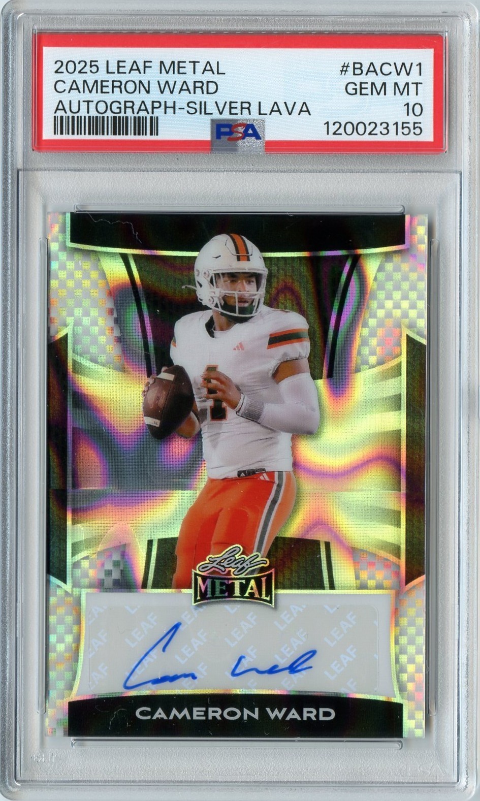 Cam Ward Leaf Metal Autographs #BACW1 Silver Lava