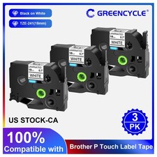 3 PK Black on White Label Tape TZ-241 TZe-241 For Brother P-Touch PT-D600 PT2030