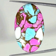 30.90Cts Cotton Candy Pink Copper Turquoise Oval Cabochon Loose Gemstone