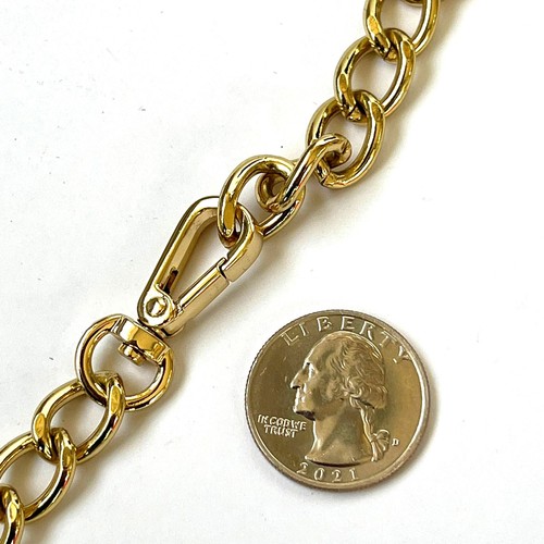 90s Gold Tone Chunky Chain Necklace, Choker 17.5" with Spring Hook Closure - Picture 3 of 6