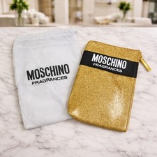 MOSCHINO Fragrances Gold Glitter Make-Up Bag / Pouch New Without Tags 8×5″