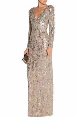 JENNY PACKHAM  Runway Sequin Lace Gown Dress UK8 IT40 $6,500 New