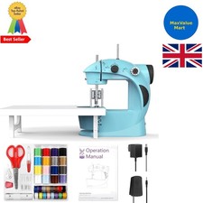 Compact KPCB Mini Sewing Machine for Beginners - Double Stitch Blue Design