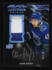 2019-20 SPx UD Black Lustrous Rookie 51/75 Tier 2 Quinn Hughes Patch Auto 04th