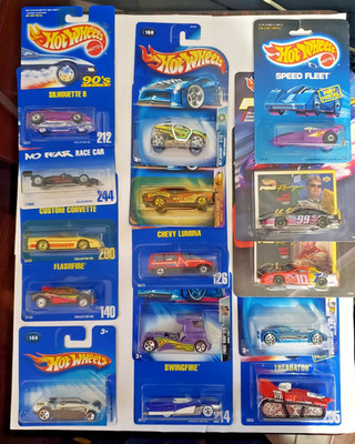 Hot Wheels, Hot Deal - 15 Different Cars, Card Types and Years, 1989-2005 - MIP