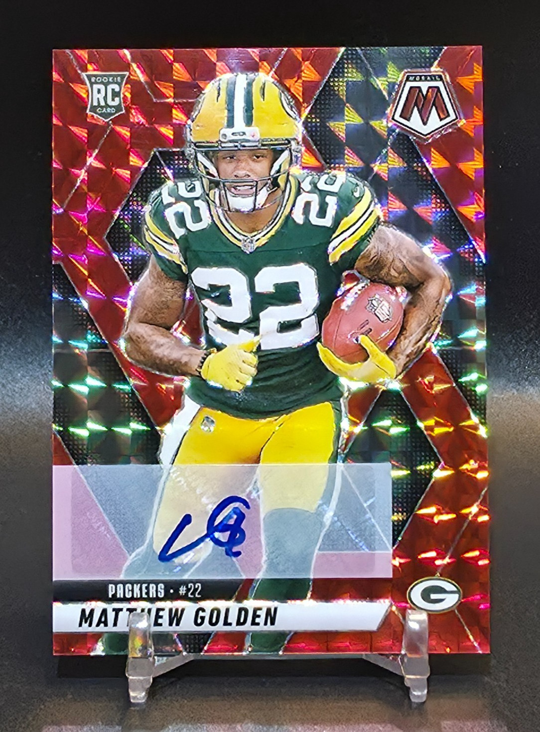MATTHEW GOLDEN ROOKIE AUTO 2025  Mosaic #323 RED PRIZM 22/199 - Jersey # Match