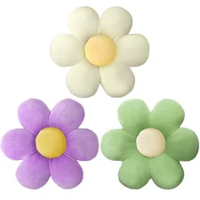 3 Pcs Flower Pillows Flower Shaped Throw Pillows Cute Daisy Plush Pillow Deco...