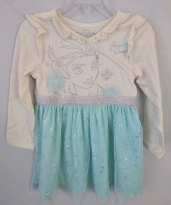 Disney Frozen Elsa Dress Toddler Girls 3T Blue Snow Queen Long Sleeve Tulle...  | eBay
