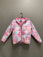 R 1881 XL Girls Size 16 Puffer Jacket Multicolor Colorful Clouds Pink