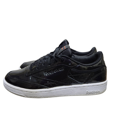 Reebok Club C 85 Women 9 Black Patent Leather Streetwear Biker Casual EG5986