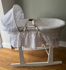 Claire de lune Moses Basket for newborn, with stand, includes foam mattress
