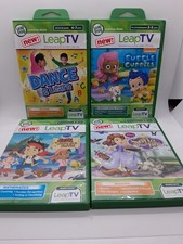 LeapTV Educational Video Games Lot of 4 Jake Sophia Bubble Guppies Dance