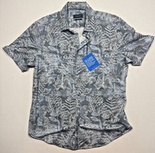New BUGATCHI Shirt Mens XL Blue Green OoohCotton Tech 8 Way Stretch Floral 159