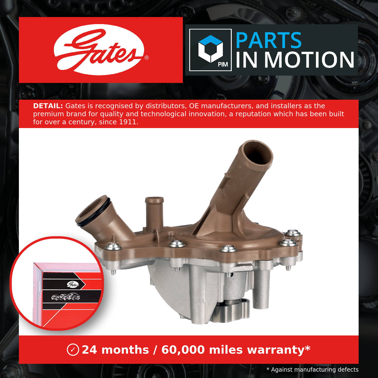Water Pump fits FORD TRANSIT TOURNEO TDCi 2.2D 06 to 14 Coolant Gates 1381796