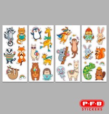 Animal Stickers for Kids 4 Sheets 3  x 6  Scrapbook Water Bottle FREE SHIPPING
